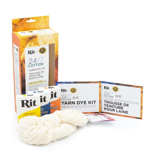 Lion Brand® Yarn Tangerine, Golden Yellow & Blue 24/7 Cotton® Yarn Rit® Kit
